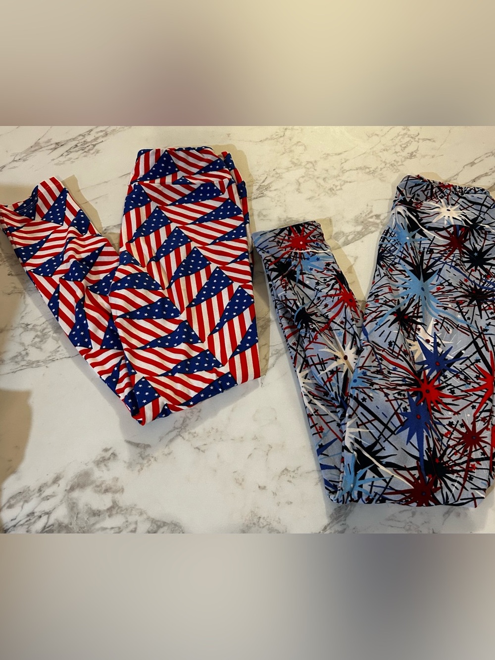 LuLaRoe Duo Tween Patriotic Red, White & Blue Flag Print Leggings
